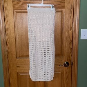 Knit 🧶 heart pattern cream long skirt sexy comfortable skirt crochet summer
